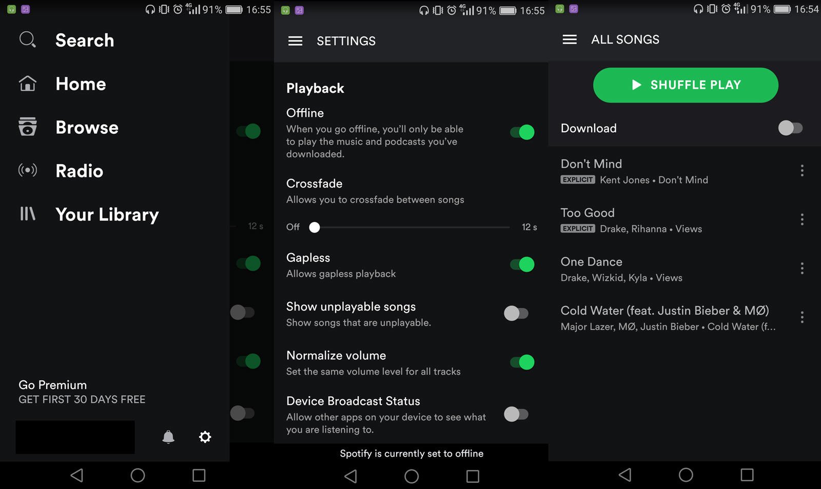 Can you download songs from spotify to iphone